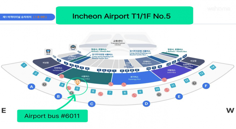 인천국제 공항제1여객터미널 1층 5번게이트에서 공항버스6011번을 탑승하시면 됩니다.(성균관대입구에서 내리세요) !!승차권은 공항 매표서에서 구매하셔야 합니다.