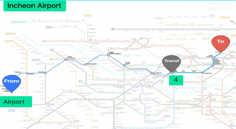 인천공항에서 공항철도를 이용시 서울역에서 내립니다. 서울역에서 지하철 4호선으로 환승한 후 혜화역에서 내리세요. 혜화역 4번 출구로 나오시면 됩니다. 